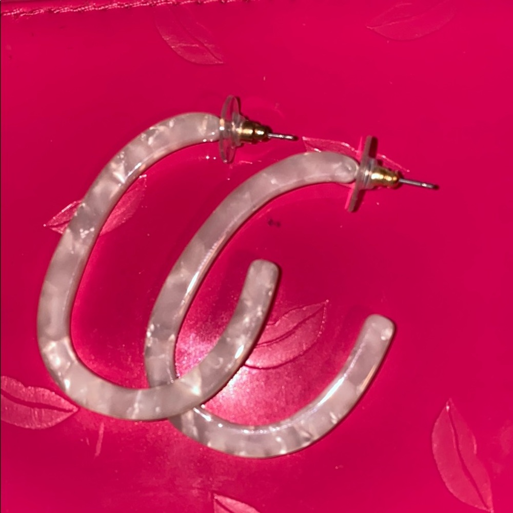 Marble open hoop earrings